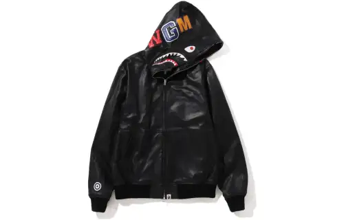 Bape Leather Shark Full Zip Jacket