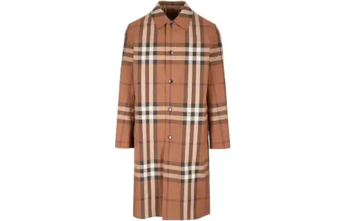 Burberry Single Breasted Checked Coat