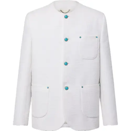 LOUIS VUITTON Chic Collarless Baby Llama And Wool-Blend Jacket