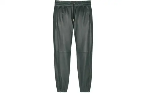leather tapered-leg trousers