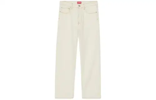 KENZO Asagao Logo Embroidered Cropped Jeans