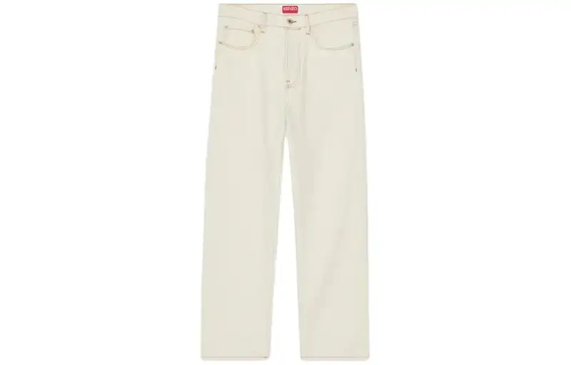 KENZO Asagao Logo Embroidered Cropped Jeans