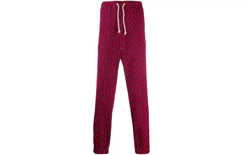 GUCCI Knitted Sweatpants Men's Rose Red Moderate Straight Fit Pants