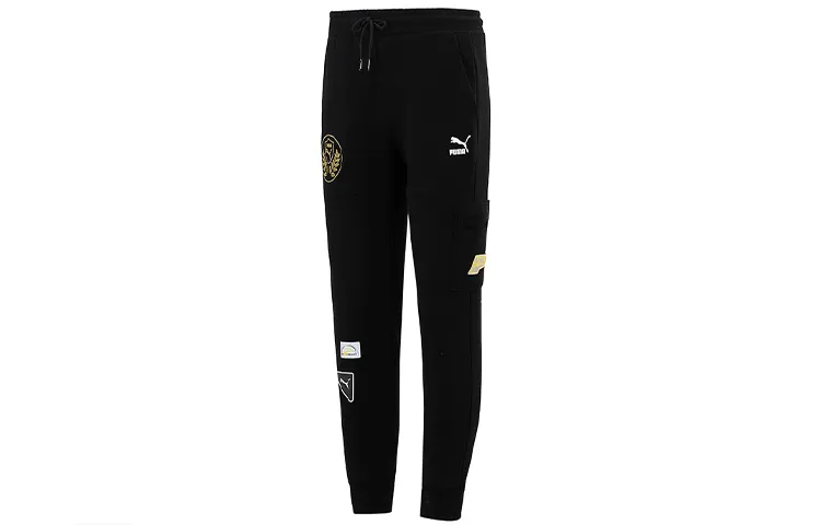 PUMA Mix Badge Knitted Sweatpants Unisex Black Moderate Cuffed Pants