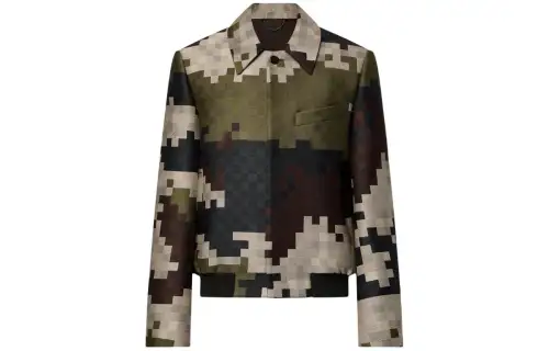 LOUIS VUITTON Silk Blend Tailored Damier Damoflage Blouson