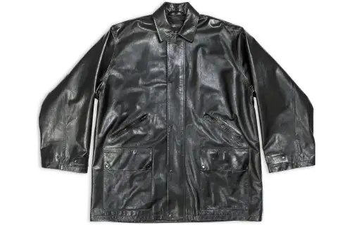 Balenciaga Garde robe SS23 Leather Jacket Loose Fit Men's Black