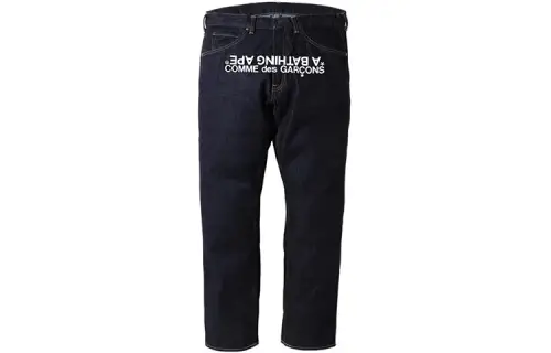 A BATHING APE X CDG Comme Des Garçons Spring/Summer 2022 Collection Jeans Unisex Blue Moderate Straight Fit Pants