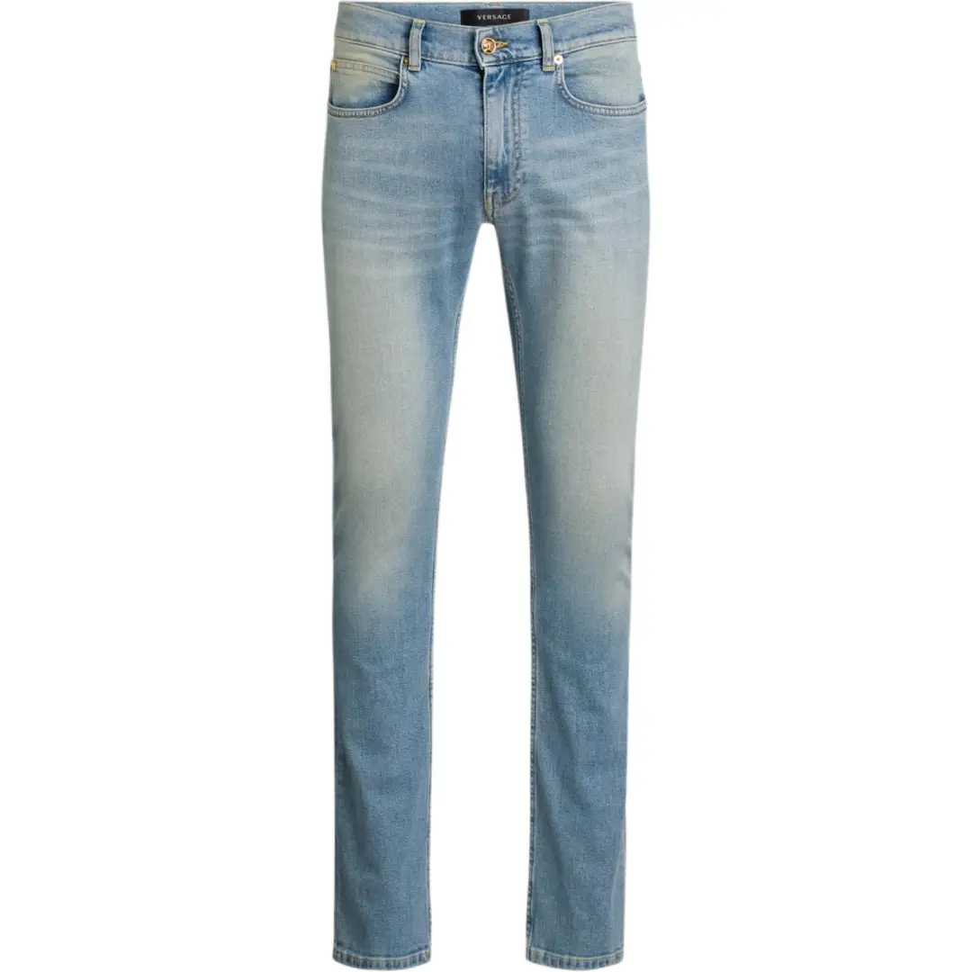 VERSACE Straight Leg Embroidered Logo Jeans