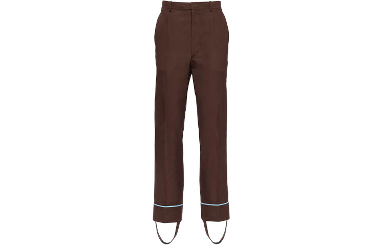 PRADA Prada FW21 solid color turn-up tailored trousers and casual pants for men, brown