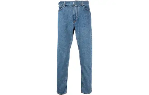 OFF WHITE Cropped Belted Denim Jeans