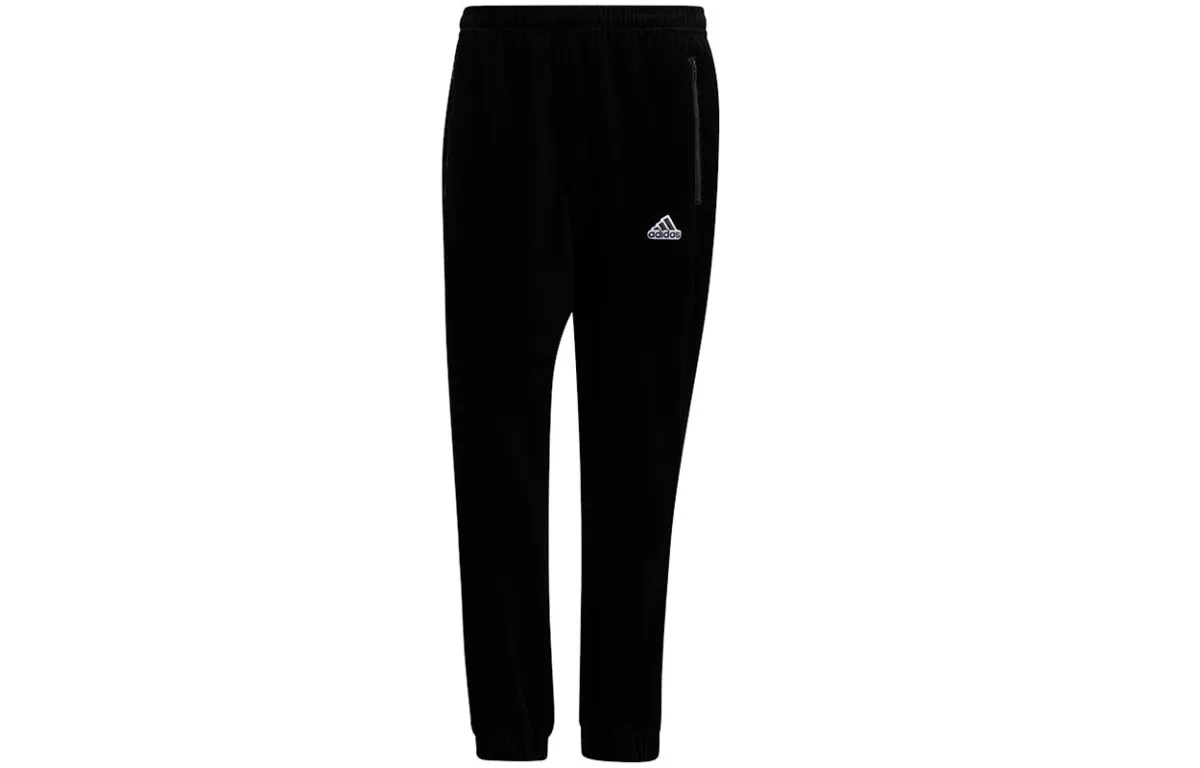Adidas Knitted Sweatpants Men's Black Moderate Cuffed Pants