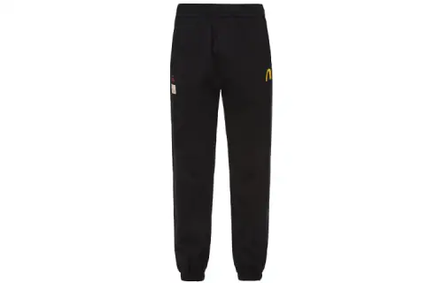 EVISU Knitted Sweatpants Men's Black Moderate Cuffed Pants