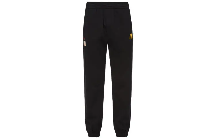 EVISU Knitted Sweatpants Men's Black Moderate Cuffed Pants