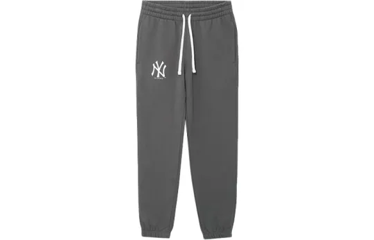 New Era x MLB New York Yankees Logo Fleece Lined Sweatpants Knitted Sweatpants Unisex Gray