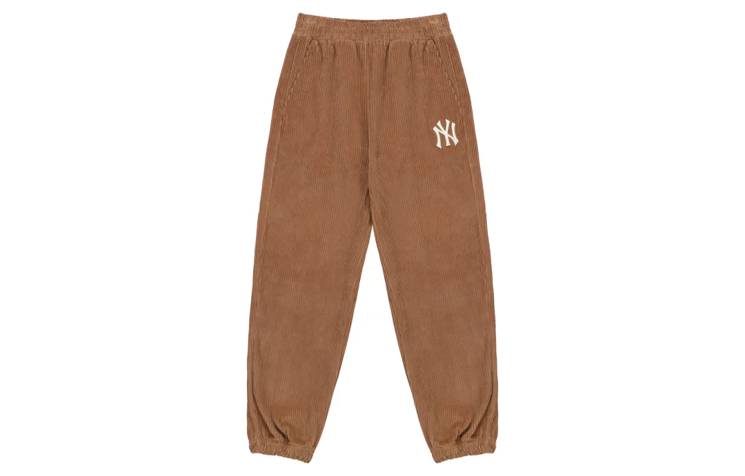 MLB New York Yankees Knitted Sweatpants Unisex Brown Moderate Cuffed Pants