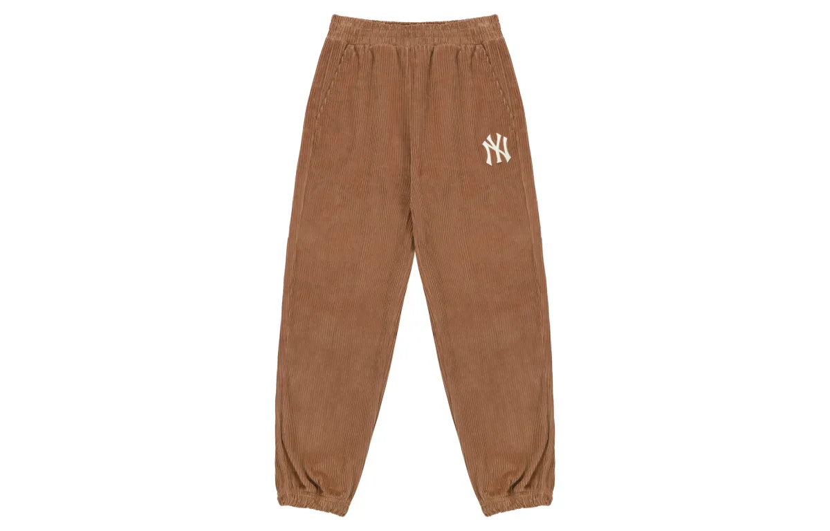 MLB New York Yankees Knitted Sweatpants Unisex Brown Moderate Cuffed Pants