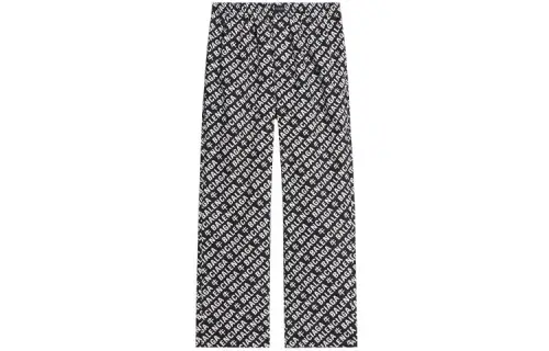 Balenciaga Casual Pants Men's Black Moderate Wide Leg Pants