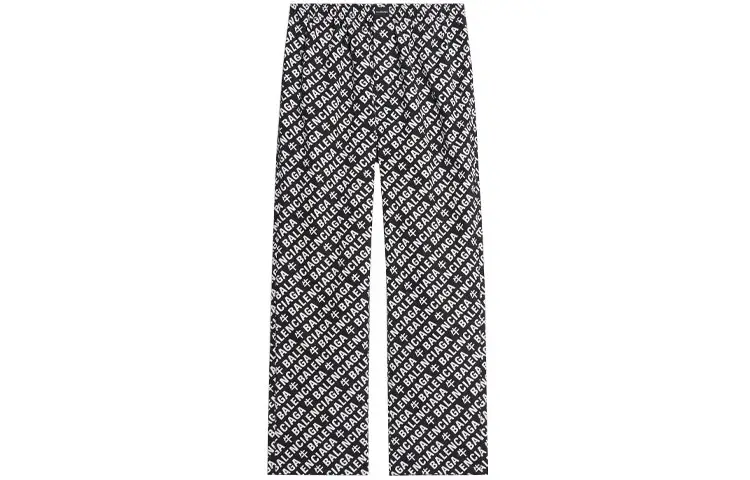 Balenciaga Casual Pants Men's Black Moderate Wide Leg Pants