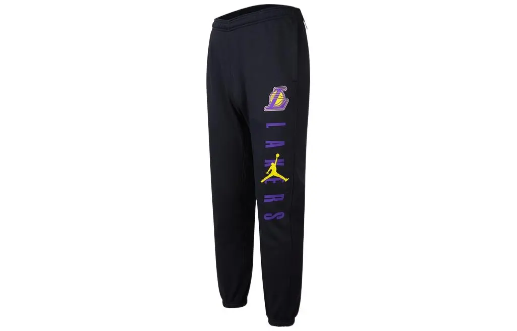 Jordan NBA Courtside Statement Edition Los Angeles Lakers Elastic Cuff Fleece Lined Knitted Sweatpants Men's Black