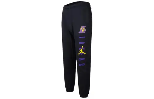 Jordan NBA Courtside Statement Edition Los Angeles Lakers Elastic Cuff Fleece Lined Knitted Sweatpants Men's Black