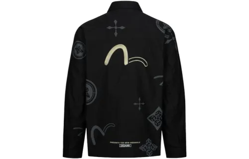 EVISU Coat Men's Black All Over Print