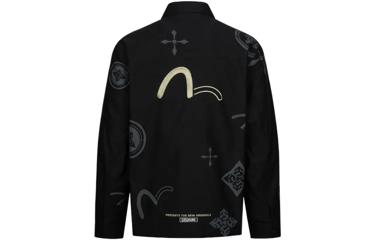 EVISU Coat Men's Black All Over Print