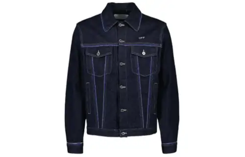 OFF WHITE ZIp Detailed Buttoned Denim Jacket