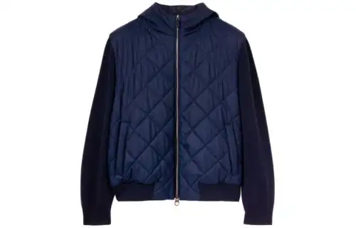 Loro Piana Ampay Hooded Bomber Jackets & Coats Men's Marine Blue