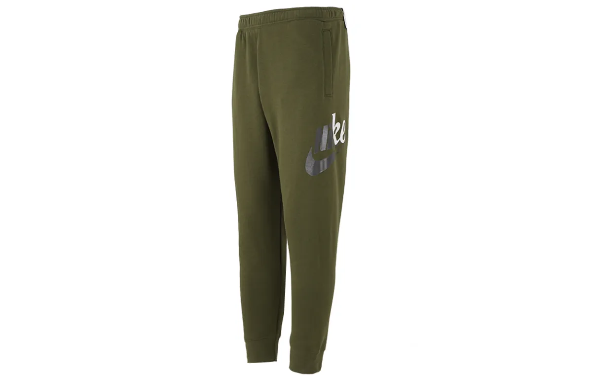 Nike Knitted Sweatpants Men's Olive Thickened Cuffed Pants