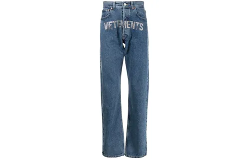 Vetements Jeans Men's Blue Moderate Straight Fit Pants
