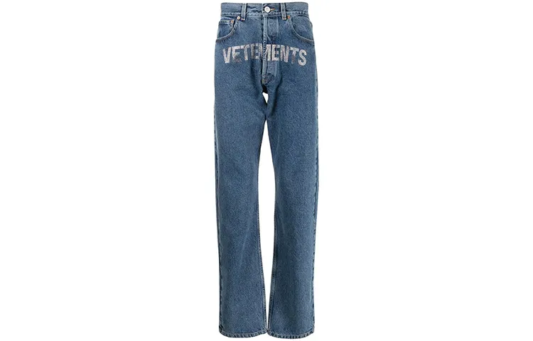 Vetements Jeans Men's Blue Moderate Straight Fit Pants