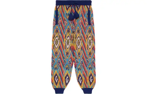 GUCCI Knitted Sweatpants Men's Multicolor Moderate Cuffed Pants