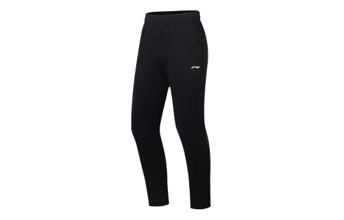 Li Ning Fitness Series Knitted Sweatpants Men's Black Moderate Straight Fit Pants