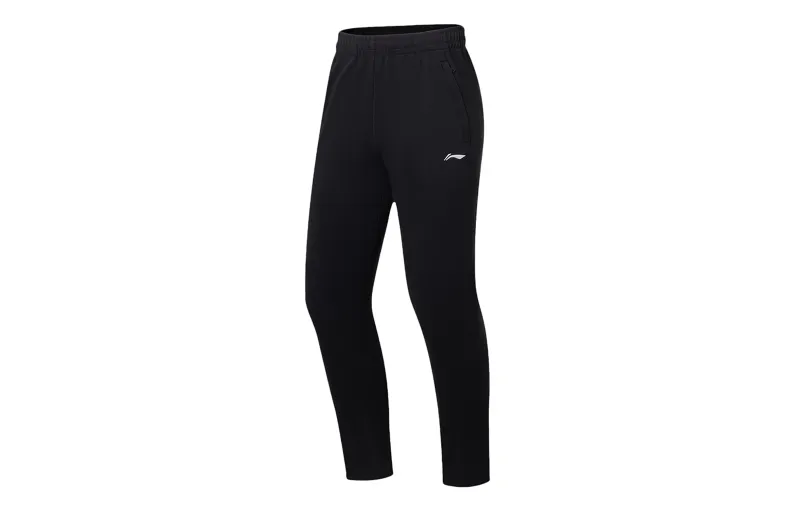 Li Ning Fitness Series Knitted Sweatpants Men's Black Moderate Straight Fit Pants