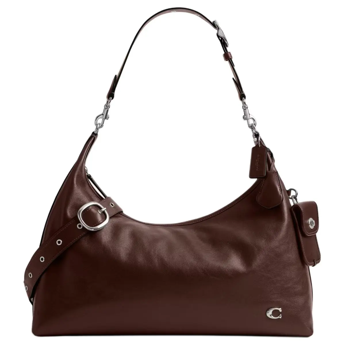 COACH PocketJuliet Leather Shoulder Bag Large Women's Brown
