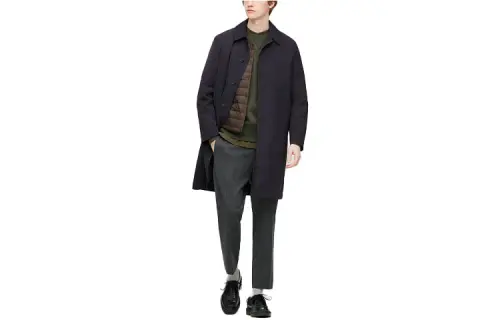 UNIQLO Trench Coats Men's Black Lapel Moderate