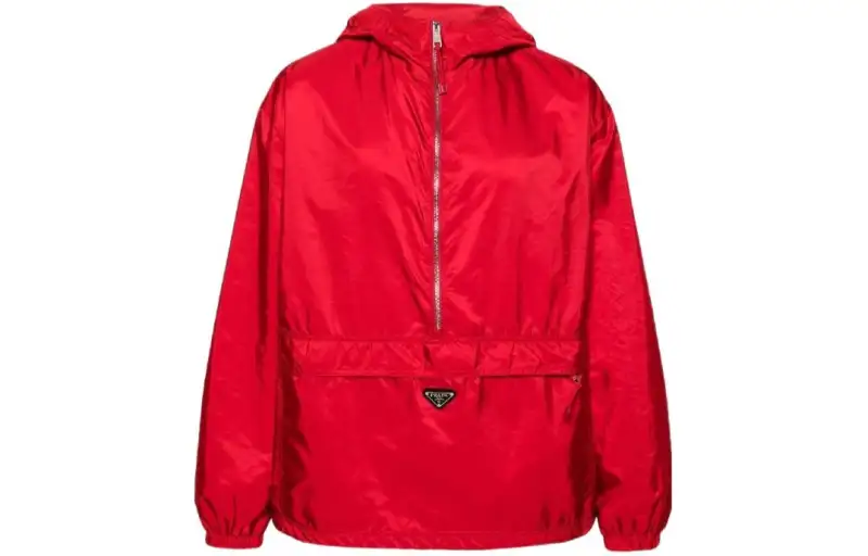 Prada enamel-logo hooded jacket