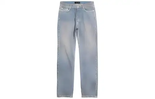 Balenciaga Jeans Men's Sky Blue Moderate Straight Fit Pants