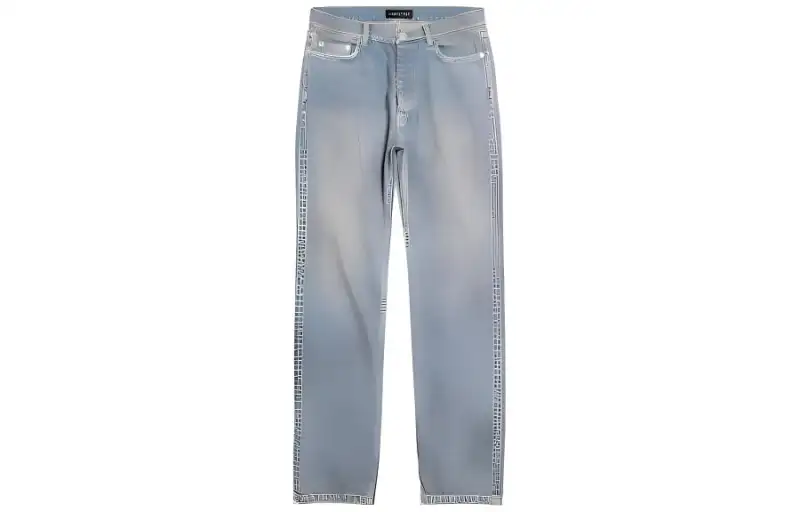 Balenciaga Jeans Men's Sky Blue Moderate Straight Fit Pants