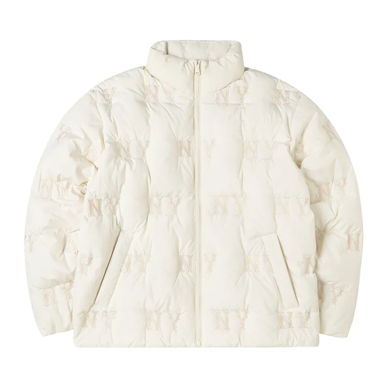 MLB New York Yankees Megagram New York Yankees Down Jumper Down Jacket Unisex Dark Cream