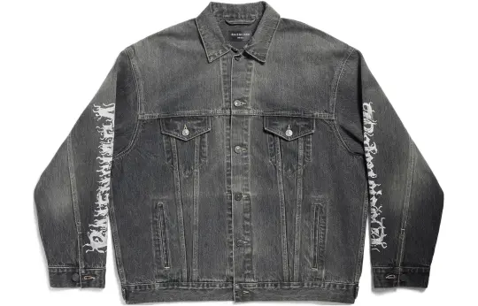 Balenciaga Logo Printed Denim Jacket