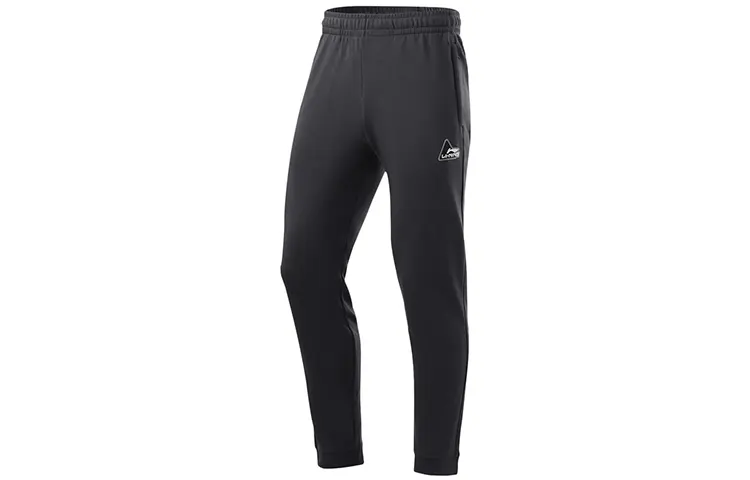 Li Ning Training Series Knitted Sweatpants Men's Ebony Black Moderate Cuffed Pants