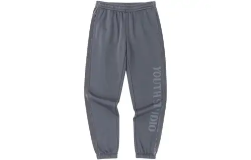 Anta FW22 Letter Print Fleece Lined Sweatpants Cuffed Pants Sweatpants Men's Gray