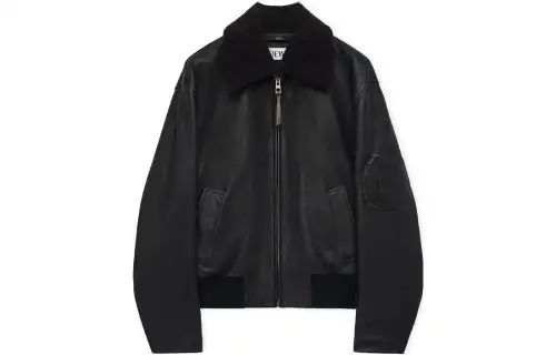 LOEWE FW32 Leather Jacket Men's Black