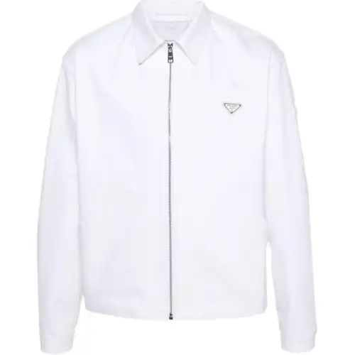 PRADA Enamel-triangle Denim Jacket