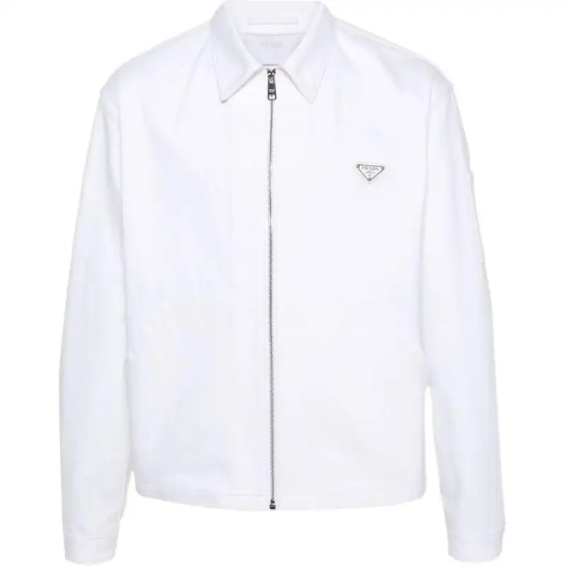 PRADA Enamel-triangle Denim Jacket