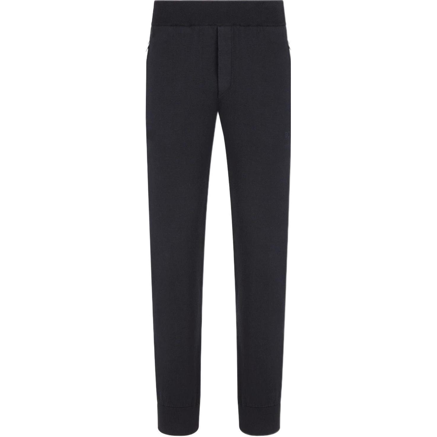 DIOR Dior FW22 solid color elastic trousers knitted sweatpants men's black
