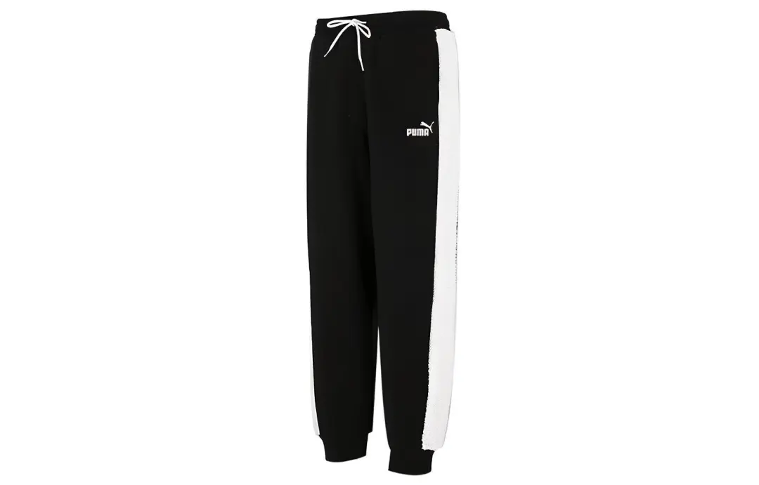 PUMA LUXE SPORT T7 Knitted Sweatpants Men's Black Thickened Cuffed Pants