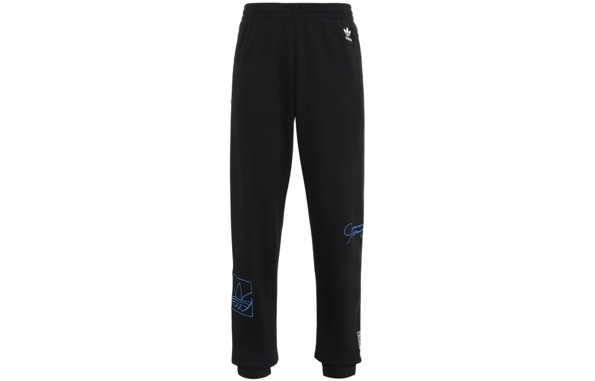 Adidas Originals GRAPHICS COMMON MEMORY Knitted Sweatpants Men's Black Moderate Cuffed Pants