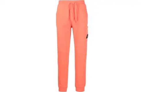 STONE ISLAND Knitted Sweatpants Men's Orange Moderate Cuffed Pants